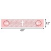 Big Dot of Happiness Pink Elegant Cross - Petite Girl Religious Party Paper Table Runner - 12 x 60 inches - 3 of 4