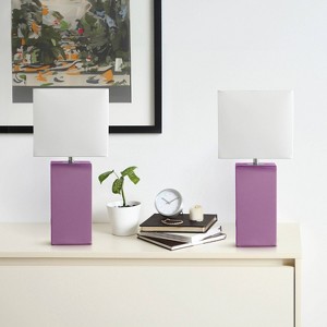 Lalia Home Lexington 21" Leather Base Table Lamps with Fabric Shade - 1 of 4