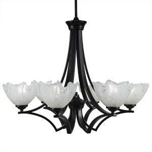 Toltec Lighting Zilo 6 - Light Chandelier in  Matte Black with 7" Gold Ice Shade - 1 of 1