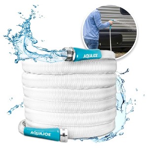 Aqua Joe 50-Foot Expandable RV Hose with Flexible Marine-Grade Fiber Jacket, Abrasion-Resistant, Tangle-Free, Non-Slip Handles - 1 of 4