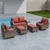 EAGLE PEAK Wicker Outdoor Patio Conversation Set, 2 Swivel Rocking Chairs, 2-Seat Loveseat and 2 Ottomans, 5 Pieces - 2 of 4