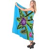 LA LEELA Women's Sarong Bikini Skirt Cover up Swimwear Bathing suit Summer Wraps Swimsuit Beach Wrap Coverups for Women One Size Blue, Floral - 2 of 4