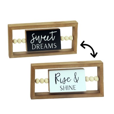 VIP Wood 11 in. Brown Sweet Dreams and Rise & Shine Reversible Sign