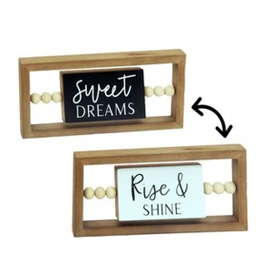 VIP Wood 11 in. Brown Sweet Dreams and Rise & Shine Reversible Sign - 1 of 2