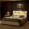 WOWLIVE Full Platform Bed Frame with LED Headboard & Storage Drawers, Storage Bed Frame with Charging Station, Wood Headboard with Metal Slats, White - 3 of 4