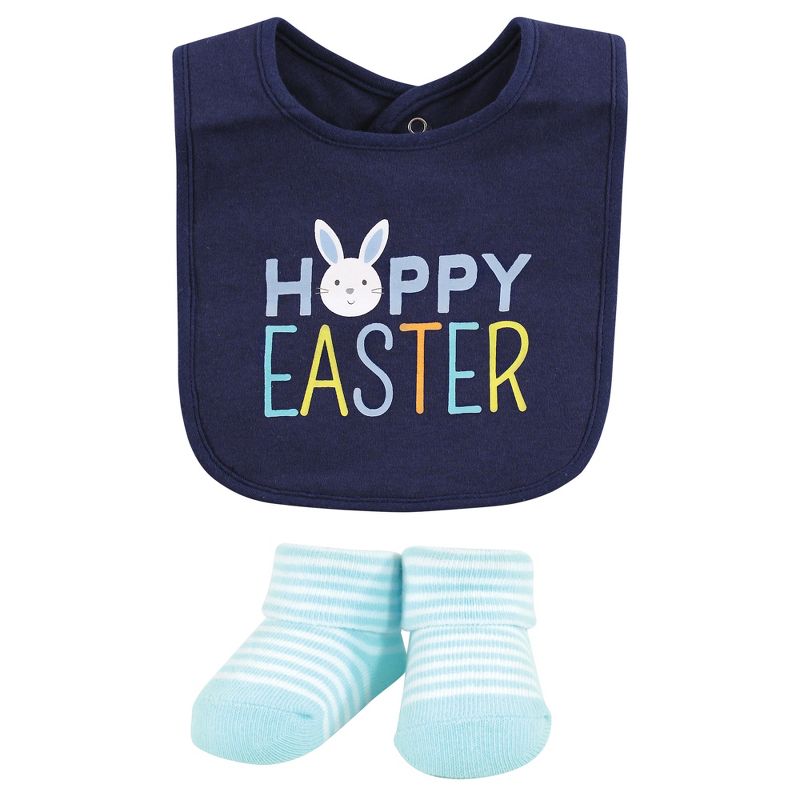 Hudson Baby Infant Boy Cotton Bib and Sock Set, Hoppy Easter, 0-9 Months, 4 of 7