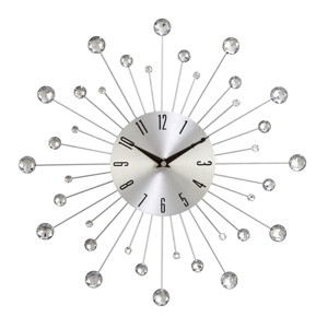 15"x15" Metal Starburst Wall Clock with Crystal Accents - Olivia & May - 1 of 4