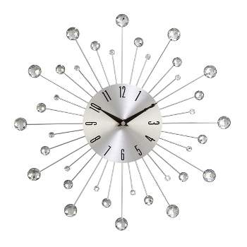 15"x15" Metal Starburst Wall Clock with Crystal Accents - Olivia & May