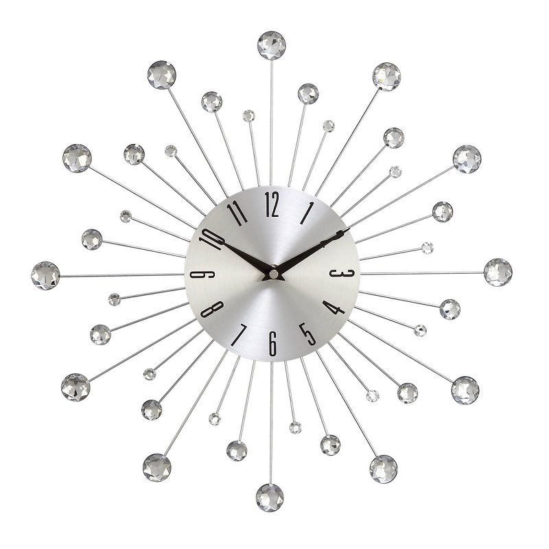 15"x15" Metal Starburst Wall Clock with Crystal Accents - Olivia & May, 1 of 18