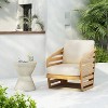 Christopher Knight Home Venteb Patio Slat Design Acacia Wood Upholstered Club Chair, Teak/Beige, Set of 4 - 2 of 4