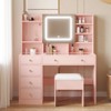 Barbie Pink Particle Board Tempered Glass Tabletop Laminated with Textured Melamine 5-Drawer Dressing Table Set - 3 of 4