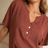Women's Soft Ribbed Henley & Shorts Pajama Set -Cupshe - 4 of 4
