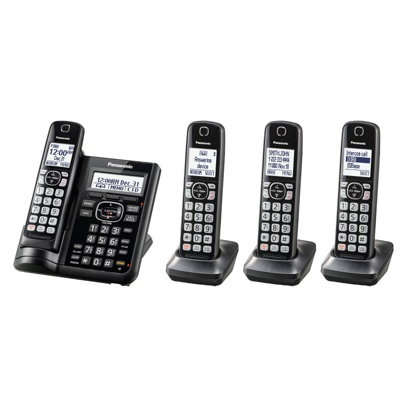 Panasonic Cordless Phone with Digital Answering Machine and 4 Handsets - Black (KX-TGF544B), 2 of 6