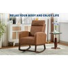 Faux Leather Nursery Glider Chair with Rubber Wood Legs – Rocking Accent Armchair for Living Room, Bedroom - 3 of 4