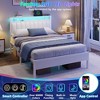 Full Size Bed Frames with LED Lights Charging Station Platform Bed with Metal Slats Headboard with 2-Tier Storage Shelves No Box Spring Needed White - 4 of 4