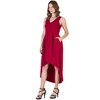 Womens Sleeveless V-Neck High Low Pleated Fit N Flare Pocket Midi Dress - 24seven Comfort Apparel™ - 2 of 4