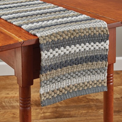 Hartwick Chindi Gray and Beige Cotton Table Runner