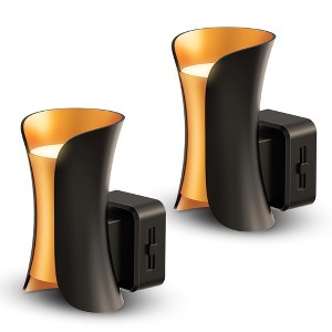 YANSUN 2-Pack 1W Black Plug-In Waist-Style Night Lights with Champagne Gold Accents, Warm 3000K Dimmable, US Plug - 1 of 1