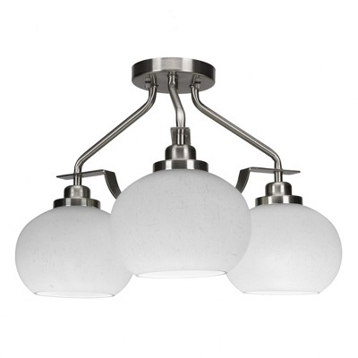 Toltec Lighting Odyssey 3 - Light Flush Mount in  Brushed Nickel with 7" White Muslin Shade