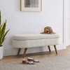 GlasFlength Ottomans and Benches Oval Storage Bench with Rubber Wood Legs Simple Fashion Design for Modern Living Spaces, Beige, 44.1"*16.15"*9.5" - 2 of 4