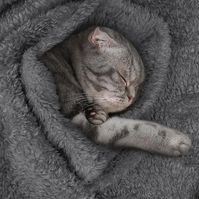 Large Charcoal Faux Shearling Dog Blanket