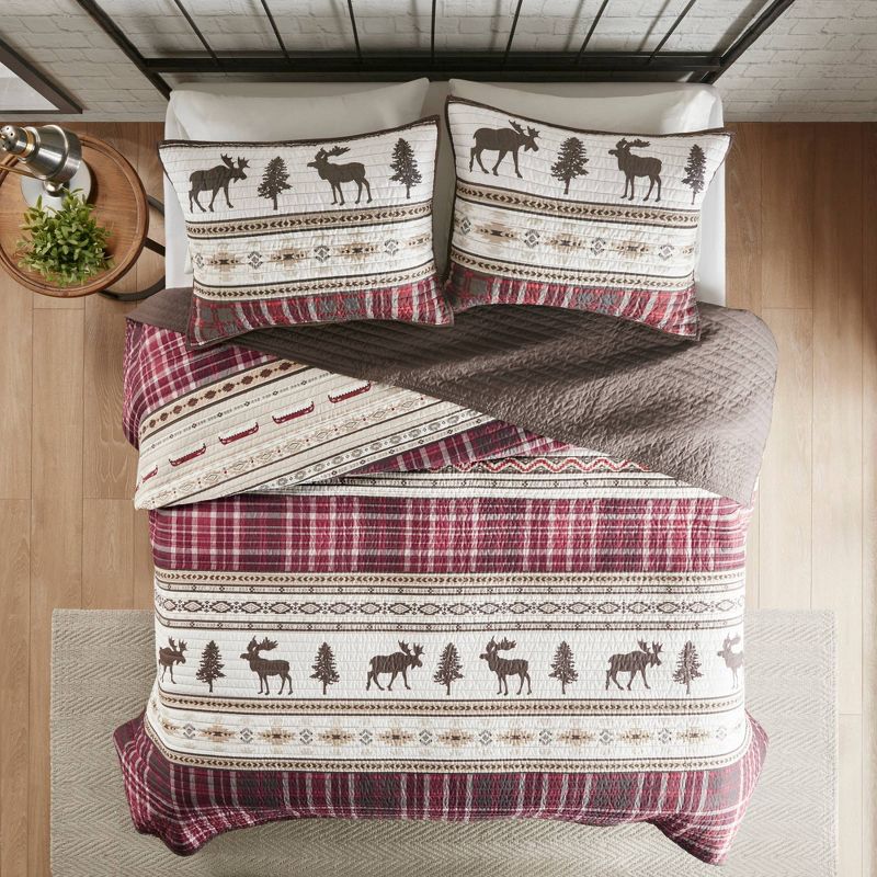 Woolrich 3pc Winter Valley Oversized Quilt Set Red/Brown, 4 of 13