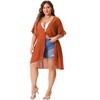 Agnes Orinda Women's Plus Size Ruffle Short Sleeve Tie Hollow Out Midi Summer Casual Cardigans - 3 of 4
