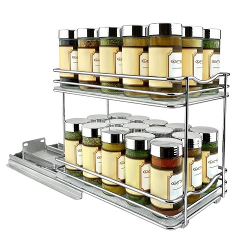 Lynk Professional Slide Out Double Spice Rack Upper Cabinet Organizer 6" Wide: Chrome-Plated Kitchen Storage Solution