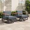 Belord Swivel Patio Chairs Set of 2 with 6" Thick Seat Cushion, Metal Outdoor Swivel Glider Chairs with Faux-Wood Armrest and Comfort Foam Cushion - 3 of 4