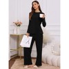 INSPIRE CHIC cheibear Women's Crewneck Soft Long Sleeve with Pocket Pajamas Set - 2 of 4