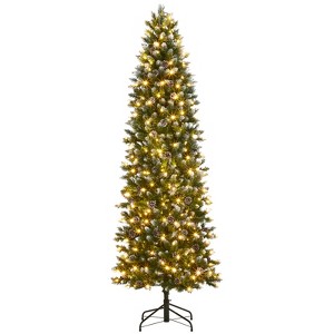 COZONY Prelit Snow Flocked Pencil Artificial Christmas Tree with Warm White Lights - 1 of 4