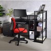 Vynxaria Black Computer Desk with Keyboard Tray and Open Shelving Sturdy Metal Frame Modern Black Office Desk - 2 of 4