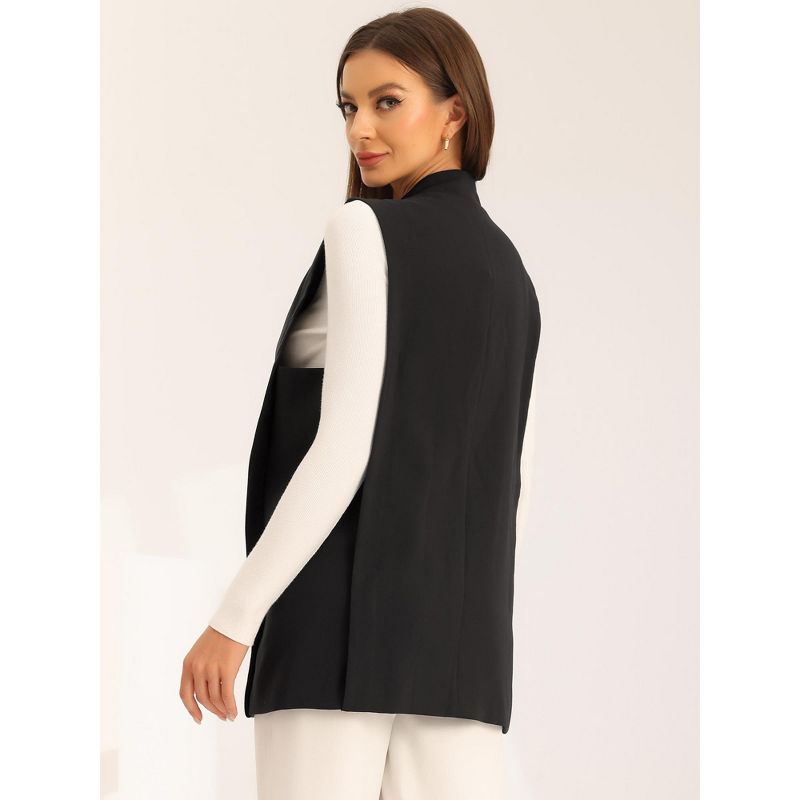 Allegra K Women's Sleeveless Notched Neck Casual Office Blazer Vest, 3 of 6