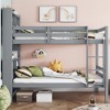 NicBex Twin over Twin Bunk Bed Convertible Wooden Bed Frame with Storage Headboard, Ladder and Full Length Guardrail, No Box Spring Required - 2 of 4