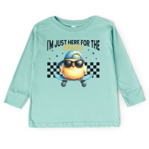 The Juniper Shop I'm Just Here For the Chicks Checkered Toddler Long Sleeve Tee - 1 of 4