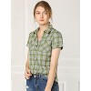 INSPIRE CHIC Women's Classic Short Sleeve Button Down Plaid Shirt - 2 of 4