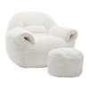 Lyngins Faux Fur Bean Bag Chairs for Kids and Adults,Lazy Chairs with Back Support and Ottoman for Living Room - 4 of 4