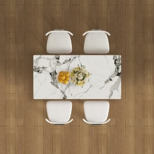 KWPZQEB 63" Rectangular Dining Table, Modern Dining Room Table with Sintered Stone Tabletop, Acrylic Door Cabinet & Solid Wood Base for Apartment - 1 of 4