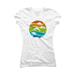 Junior's Design By Humans dolphin art By hkartist T-Shirt - 1 of 3