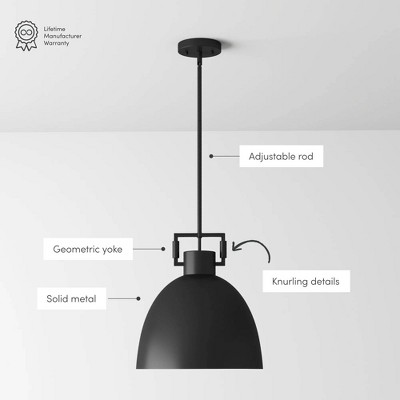 Matte Black Glass Bowl Pendant Light with LED