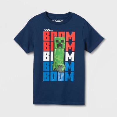 Boys' Minecraft Americana Short Sleeve Graphic T-Shirt - Navy Blue