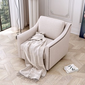 APRILSOUL 360 Degree Swivel Armchair, Cotton Linen Skin-Friendly Fabric,for Living Room, Bedroom, Indoor Home - 1 of 4