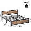 Full Size Bed Frame, 14 Inch King Size Bed Platform Industrial with Headboard No Box Spring Needed, Easy Assemble Mattress Bedframe Retro Brown - 2 of 4