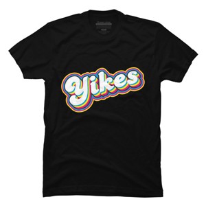 Men's Design By Humans Yikes Colorful Rainbow Outline By T-Shirt - 1 of 2