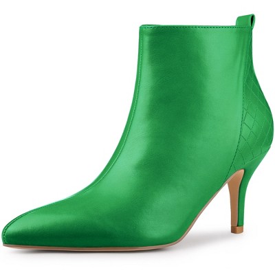 Allegra K Women's Pointed Toe Side Zipper Stiletto Heels Ankle Boots