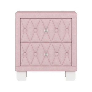 NicBex 18.1 inch Nightstand with 2 Drawers,Modern Side Table with Crystal Handle and Button-Tufted,Bedside Table for Bedroom,Living Room,Beige/Pink - 1 of 4