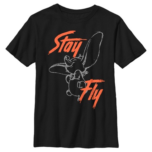 Boy's Dumbo Stay Fly Sketch T-shirt - Black - Large : Target
