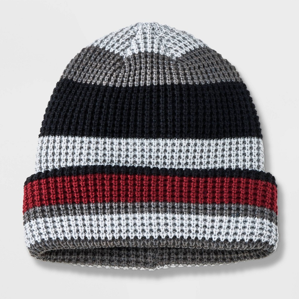 Men's Striped Beanie - Goodfellow & Co™ Heathered Gray, One Size 