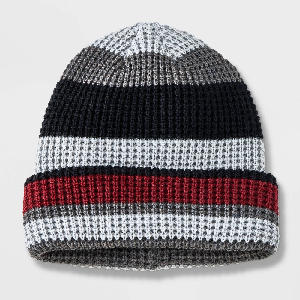 Men's Striped Beanie - Goodfellow & Co™ Heathered Gray, One Size 