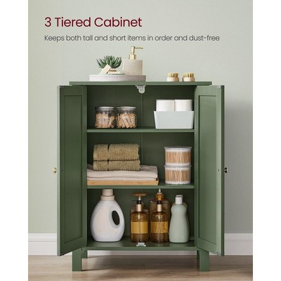 Forest Green MDF Freestanding Cabinet with Adjustable Shelving